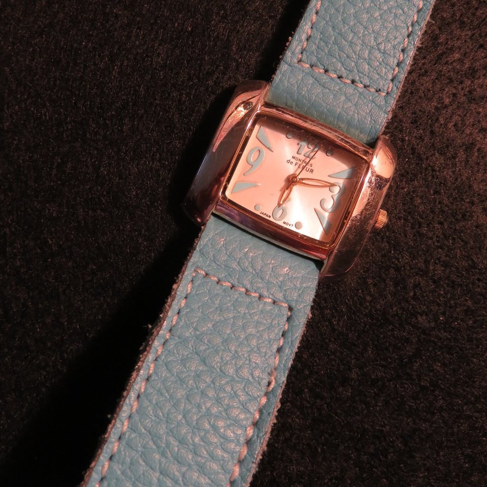 MONTRES DE FLEUR WATCH * BLUE BAND* WATER RESIST*